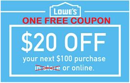 Buy Five (5) Get One (1) Free Lowes $20 off $100 Coupons/Email - EXPIRES:07/07/2023